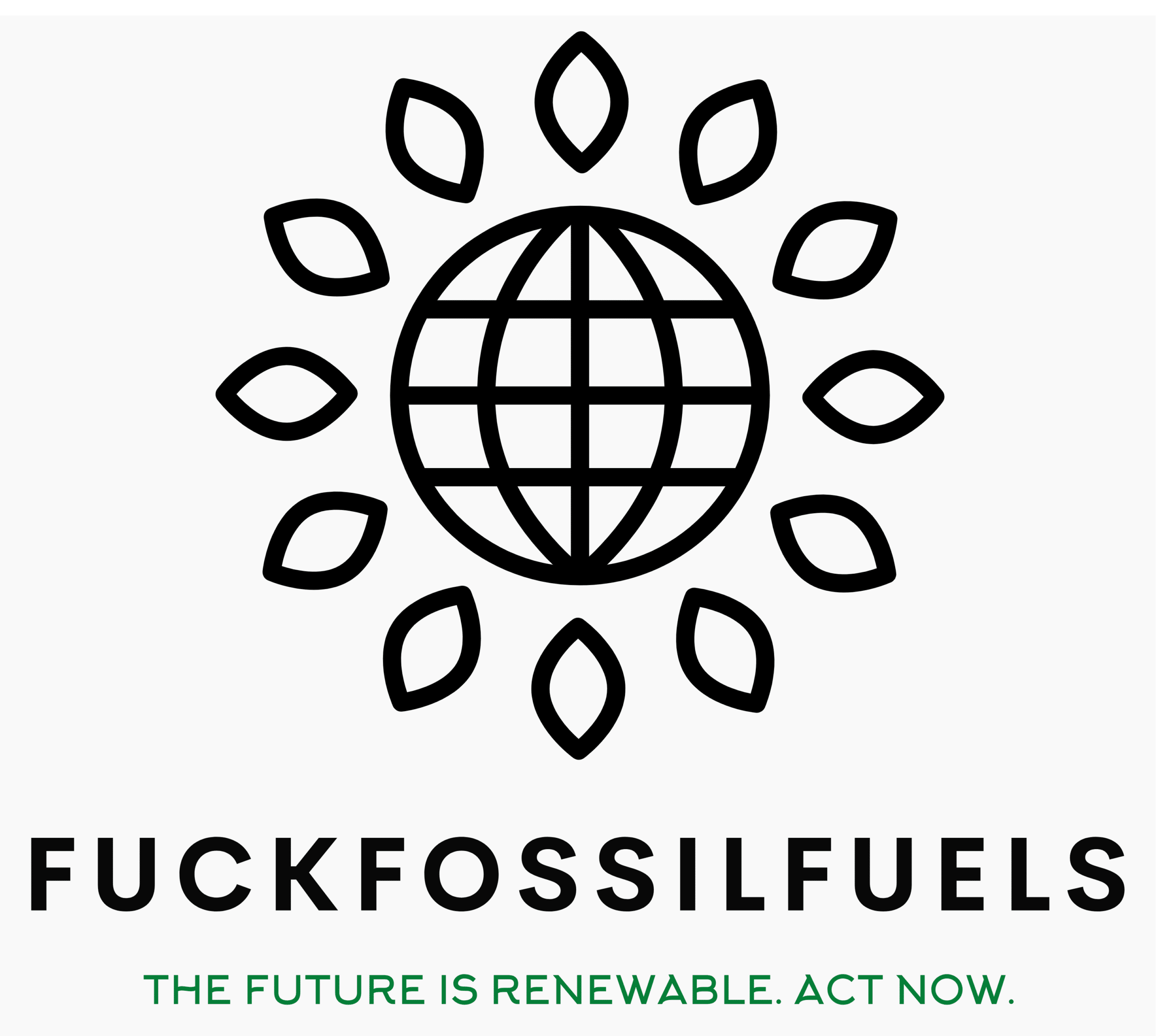 „Logo von FuckFossilFuels – Symbol für den Einsatz gegen fossile Brennstoffe und für den Klimaschutz.“