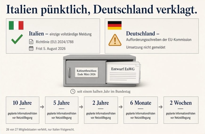 Italien pünktlich, Deutschland verklagt: Wie die Regierung Merz den Gasausstieg verschleppt